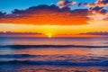 Orange sunset over Pacific Ocean from big island of Hawaii made with Generative AI Royalty Free Stock Photo