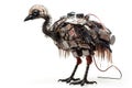 Image of an ostrich modified into a robot on a white background. Wildlife Animals. Illustration, Generative AI