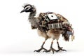 Image of an ostrich modified into a robot on a white background. Wildlife Animals. Illustration, Generative AI