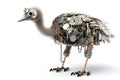 Image of an ostrich modified into a robot on a white background. Wildlife Animals. Illustration, Generative AI