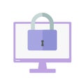 Image of padlock in front of computer monitor. EU regulations. Personal data. GDPR, RGPD. General Data Protection Royalty Free Stock Photo