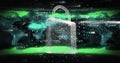 Image of padlock icon and data processing over world map on black background Royalty Free Stock Photo