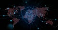 Image of padlock icon and digital data processing over world map Royalty Free Stock Photo