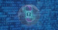 Image of padlock icon over binary coding data processing Royalty Free Stock Photo