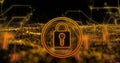 Image of padlock over data processing on black background Royalty Free Stock Photo