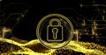 Image of padlock over data processing on black background Royalty Free Stock Photo