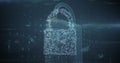 Image of padlock over data processing