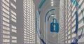 Image of padlock over data processing and server room Royalty Free Stock Photo