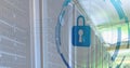 Image of padlock over data processing and server room Royalty Free Stock Photo