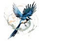 Image Of Painting Asian Paradise Flycatcher Bird On A White Background., Birds., Wildlife Animals