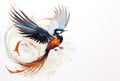 Image Of Painting Asian Paradise Flycatcher Bird On A White Background., Birds., Wildlife Animals