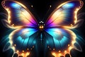 a fantastical scene, where a glowing butterfly takes flight against the backdrop of the night Royalty Free Stock Photo