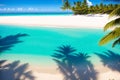 Palm tree shadows on the beach, Keawakapu Beach, Hawaii made with Generative AI