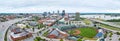 Panorama Louisville Kentucky aerial with highway system and Louisville Slugger Field aerial