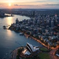 a panoramic aerial view of the harbour. Royalty Free Stock Photo