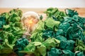 Image of paper balls with bulb Royalty Free Stock Photo
