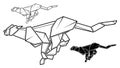 Image of paper cheetah origami contour drawing by line.