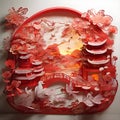 image of paper cut artwork, Chinese Lunar New Year festival illuminate.