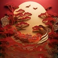 image of paper cut artwork, Chinese Lunar New Year festival illuminate.