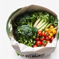 paper grocery bag full of healthy vegetables. Royalty Free Stock Photo