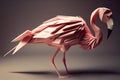 Image of paper origami art. Handmade paper flamingo. wildlife. Animals. illustration, generative AI