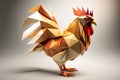 Image of paper origami art. Handmade paper rooster. Farm Animals. illustration, generative AI Royalty Free Stock Photo