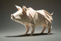 Image of paper origami art. Handmade paper pig. Farm Animals. illustration, generative AI Royalty Free Stock Photo