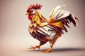 Image of paper origami art. Handmade paper rooster. Farm Animals. illustration, generative AI Royalty Free Stock Photo