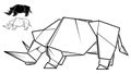 Image of paper rhinoceros origami contour drawing.