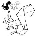 Image of paper squirrel origami contour drawing by line.