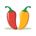 Image of paprika in flat design. Colored peppers on white background Royalty Free Stock Photo