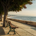 Image Park bench offers relaxation on Mediterranean coast