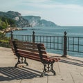 Image Park bench offers relaxation on Mediterranean coast