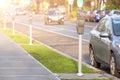 Image of parking meters city road Royalty Free Stock Photo