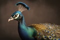 Image of a peacock head. Birds. Wildlife Animals. Illustration, generative AI Royalty Free Stock Photo