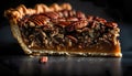 Pecan pie slice, delicious dessert