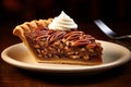 Pecan pie slice tasty dessert background