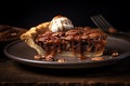 Pecan pie slice tasty dessert background