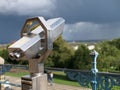 Beautiful retro silver coin-operated binocular Royalty Free Stock Photo