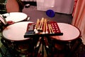 percussion musical instrument timpani with drum sticks on stage