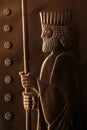 The image of the Persian king on the ancient metal door. Iran. Persia. Royalty Free Stock Photo