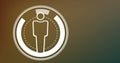 Image of person icon over circular scanner on brown background