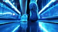 An image of a persons feet on a treadmill showcasing the constant movement and drive needed to excel in the fastpaced Royalty Free Stock Photo