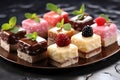 Petit Fours tasty dessert background