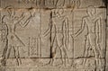 The image of Pharaohs and warriors on walls of the Egyptian