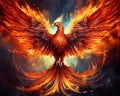 The Phoenix Fantastic Bird has bright colors of the feathers and a majestic look.