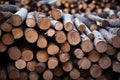 Image Pile of wood logs, trunks prepared for winter warmth