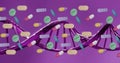 Image of pills medication over dna strand spinning Royalty Free Stock Photo