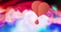 Image of pink hearts moving on multi coloured background Royalty Free Stock Photo