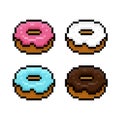 Image of pixel donut set. Vector illustration of cross stitch pattern